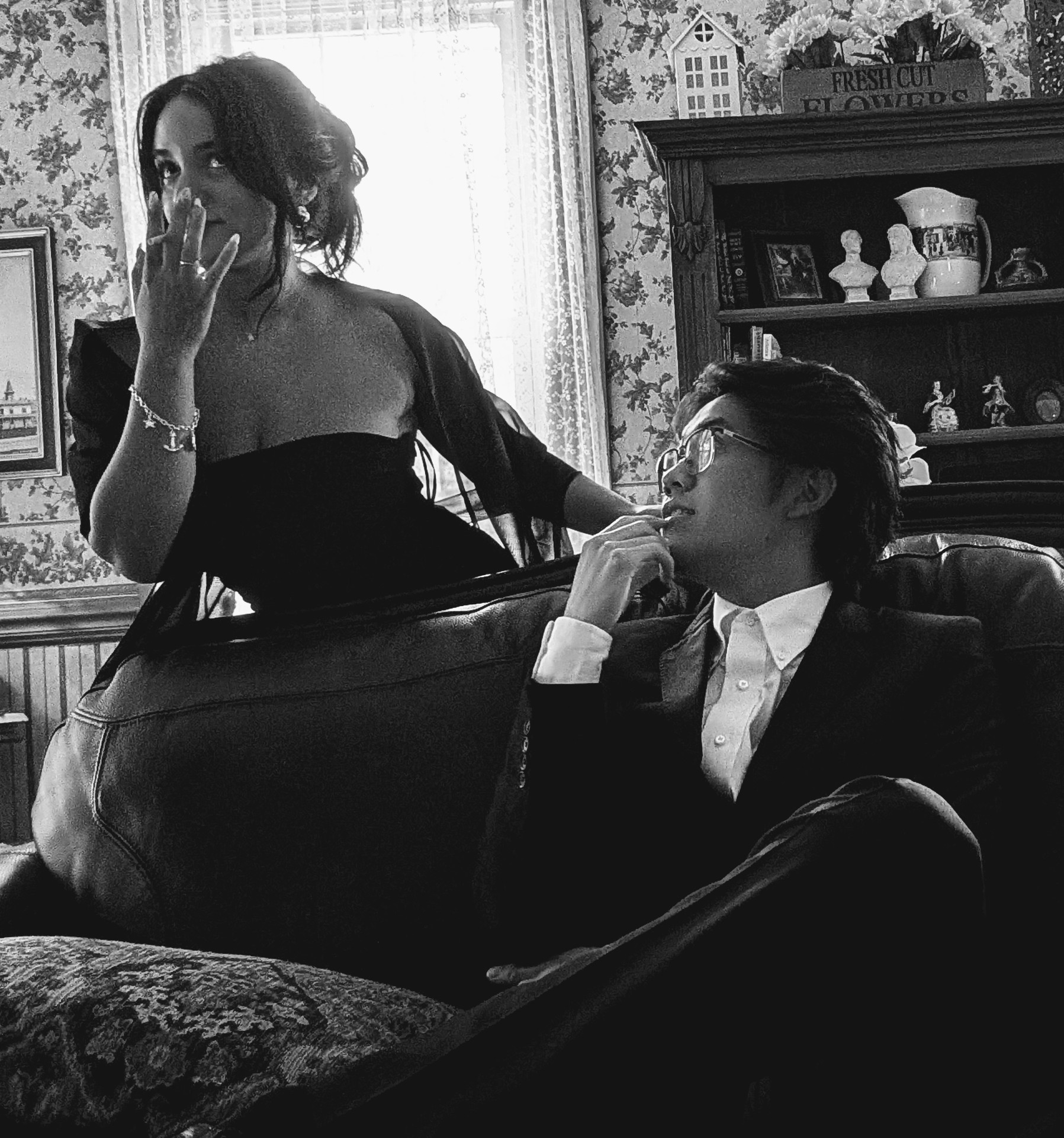 Portrait with partner, black and white